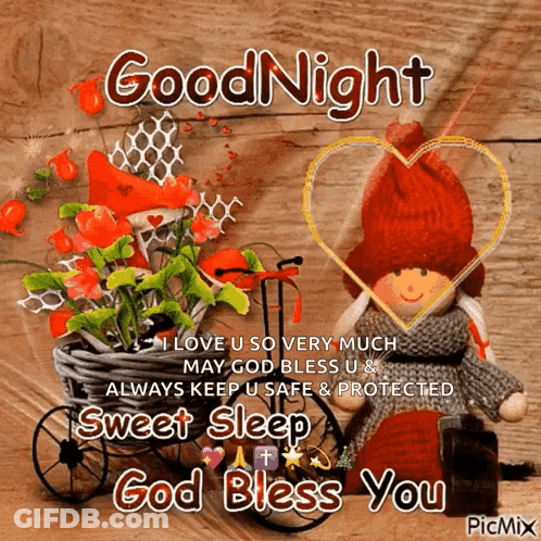 A Goodnight Message With A Doll And A Bicycle GIF