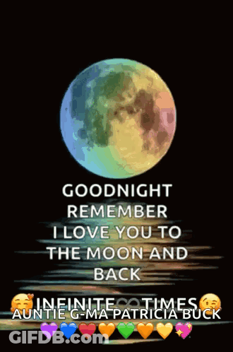 A Goodnight Message With A Full Moon And Hearts GIF