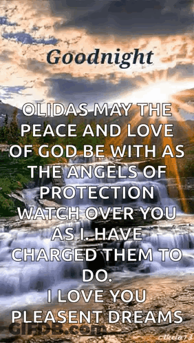 A Goodnight Message With A Picture Of A Waterfall And A Quote . GIF