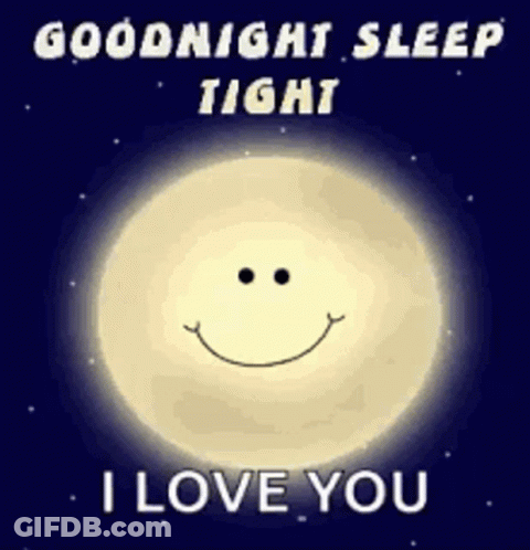 A Goodnight Sleep Tight I Love You Greeting Card With A Smiley Face On The Moon GIF