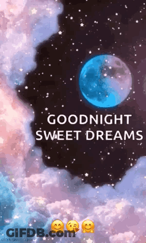 A Goodnight Sweet Dreams Animated Gif With A Blue Moon In The Sky . GIF