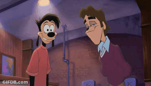 A Goofy And A Man Are Laughing In A Cartoon GIF