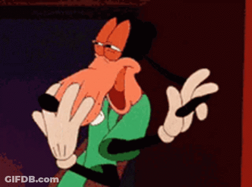 A Goofy Cartoon Character Is Making A Funny Face With His Mouth Open GIF