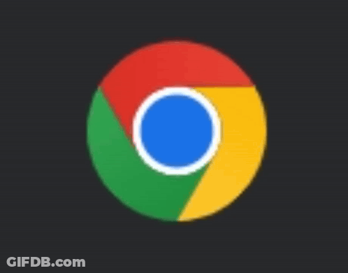 A Google Chrome Logo On A Black Background With A Play Button . GIF
