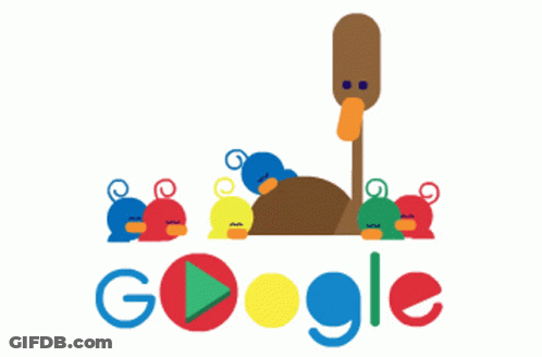 A Google Logo With A Duck And Some Ducklings GIF