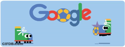 Google Logo With Soccer Ball And Shoe GIF