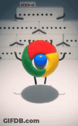 A Google Logo With Arms And Legs Is Standing In Front Of A Sign That Says Password GIF
