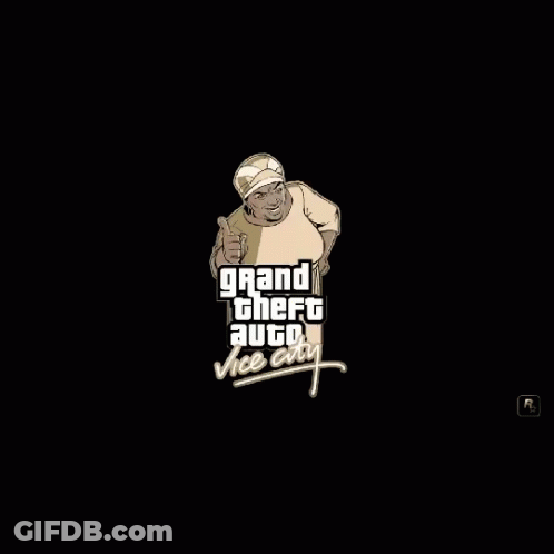 A Grand Theft Auto Vice City Logo With A Woman In A Turban Giving A Thumbs Up GIF