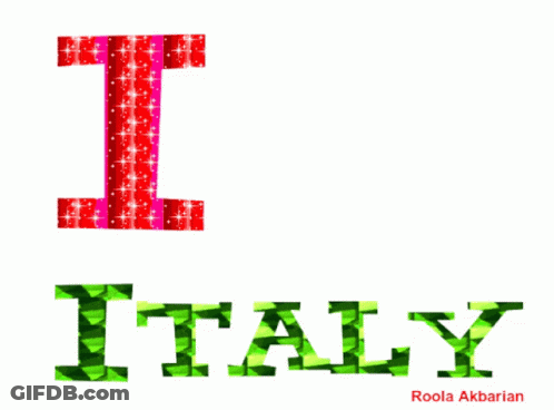 A Graphic That Says I Love Italy With A Heart GIF