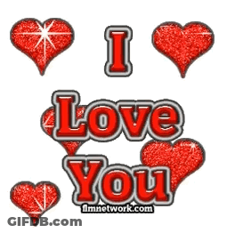 I Love You Graphic With Red Hearts GIF