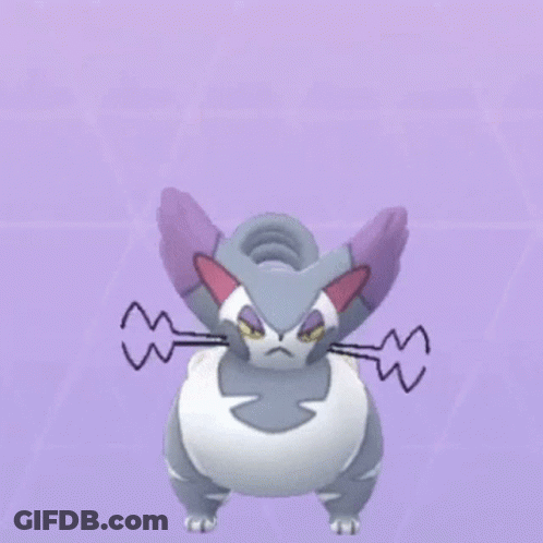 A Gray And White Cat With Purple Wings Is Standing On A Purple Background . GIF