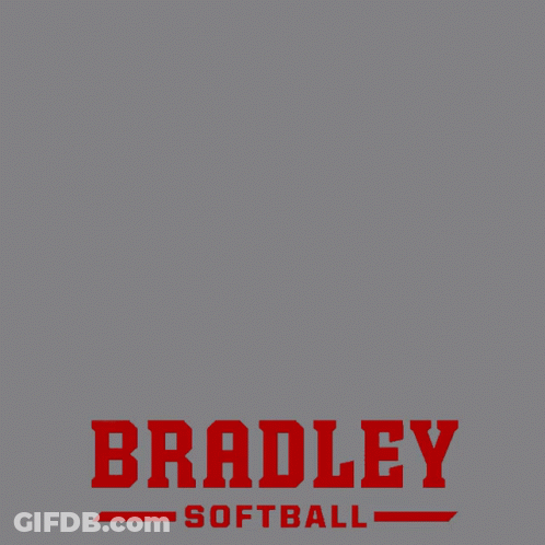 A Gray Background With Game Day Bradley Softball Written In Red GIF