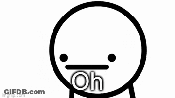 A Gray Background With The Words `` Oh '' In White Letters . GIF