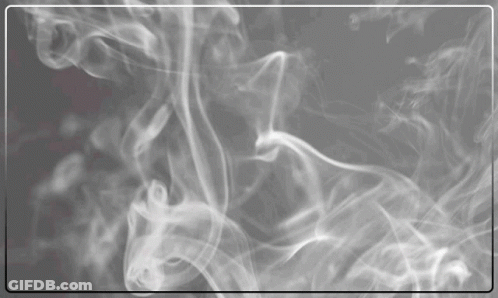 A Gray Background With White Smoke Coming Out Of The Corner GIF