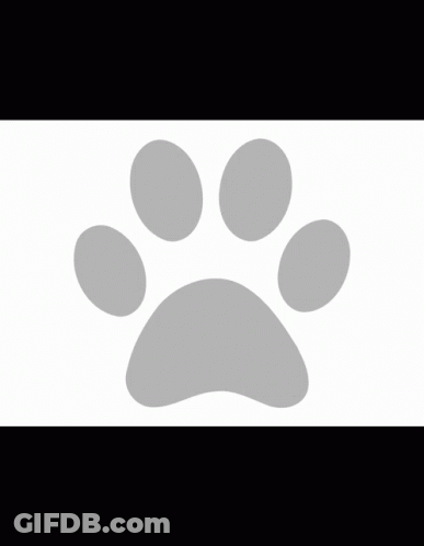 A Gray Paw Print On A White Background With Circles GIF