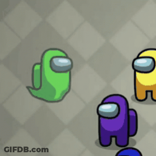 A Green Among Us Character Holding A Hammer GIF
