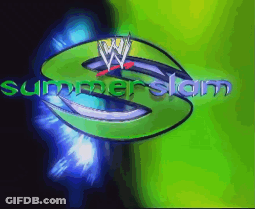 A Green And Blue Logo For Summer Slam GIF