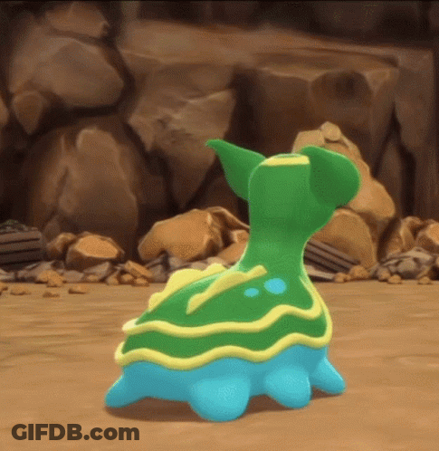 A Green And Blue Turtle With Yellow Stripes On Its Back GIF