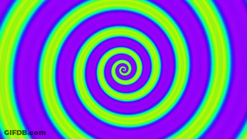 A Green And Purple Optical Illusion Of A Spiral On A Purple Background . GIF