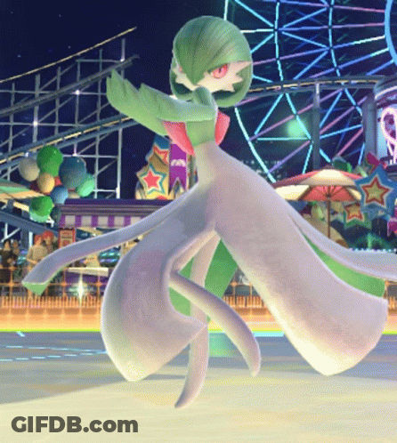 A Green And White Cartoon Character Is Standing In Front Of A Ferris Wheel GIF