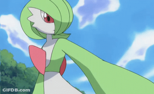 A Green And White Cartoon Character With Red Eyes And A Red Bow GIF