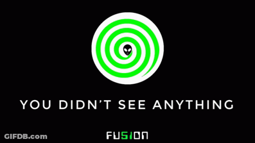A Green And White Circle With The Words You Did N't See Anything GIF