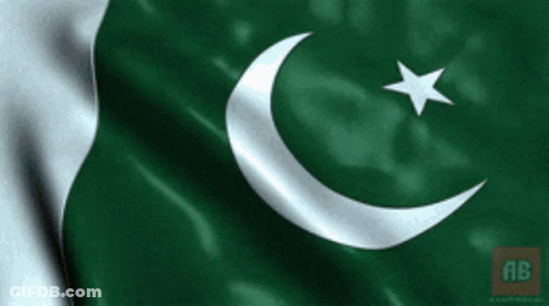 A Green And White Flag With A Crescent Moon And A Star GIF