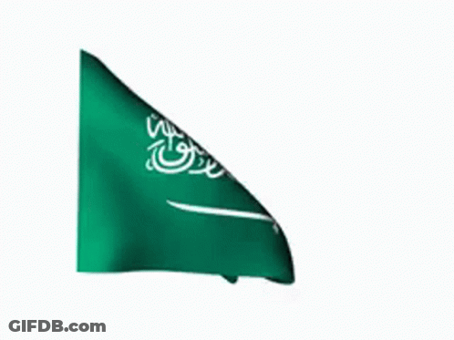 A Green And White Flag With Arabic Writing Is Waving In The Wind . GIF