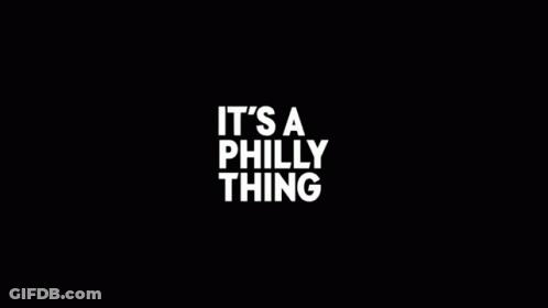 A Green And White Logo That Says It 'S A Philly Thing On A Black Background GIF