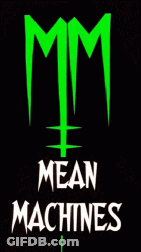 A Green And White Logo That Says Mean Machines On A Black Background GIF