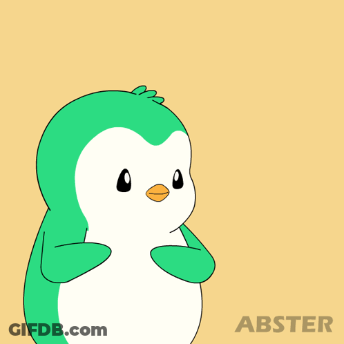 A Green And White Penguin Is Surrounded By Red Hearts And The Word Abster Is On The Bottom GIF