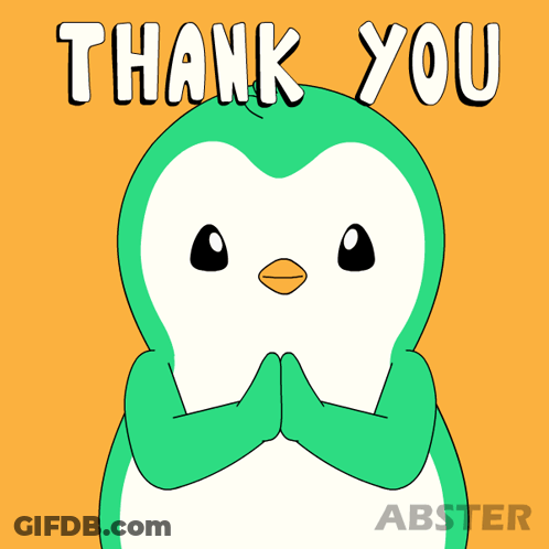 A Green And White Penguin Says Thank You GIF