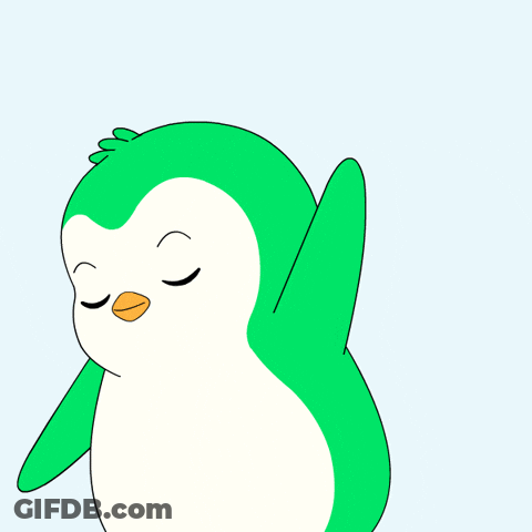 A Green And White Penguin With A Yellow Beak GIF