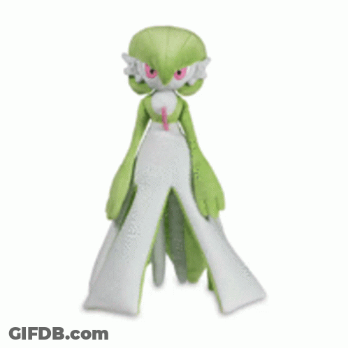A Green And White Pokemon Plush Toy With A Pink Heart On Its Chest . GIF