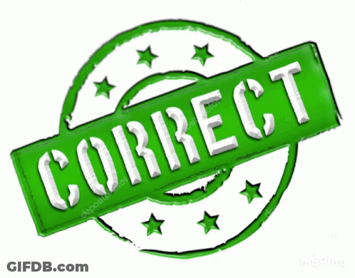 A Green And White Stamp With The Word Correct On It GIF