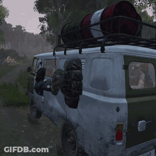 A Green And White Van With A License Plate That Says H4dpr GIF