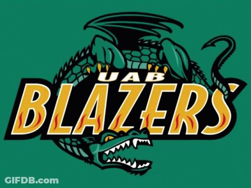 A Green And Yellow Logo For The Blazers GIF