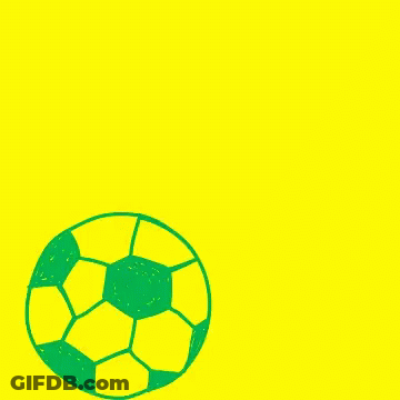 A Green And Yellow Soccer Ball On A Yellow Background With The Letter J On The Bottom GIF