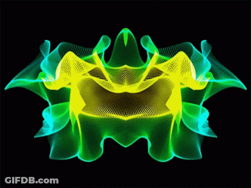 A Green And Yellow Swirl With The Letter M In The Middle GIF