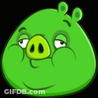 A Green Angry Bird With A Black Nose And A Yellow Beak On A Black Background GIF