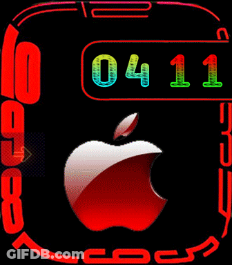A Green Apple With A Bite Taken Out Of It And The Numbers 2334 GIF