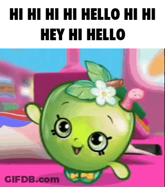 A Green Apple With A Flower On It Says Hi Hi Hi Hello Hey Hi Hello GIF