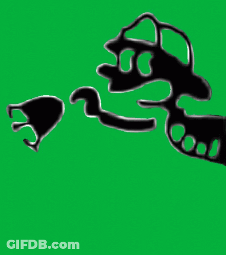 A Green Background With A Black Silhouette Of A Man GIF