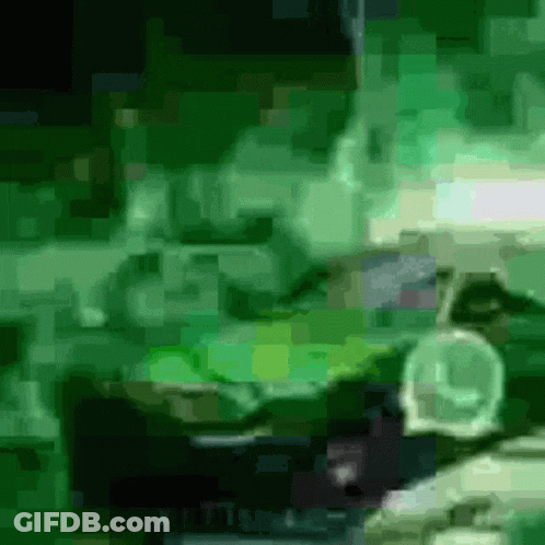 A Green Background With A Blurred Image Of A Person And A Clock GIF