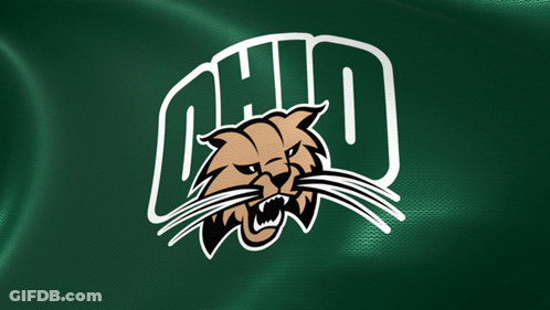 A Green Background With A Cat And The Word Ohio GIF