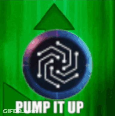 A Green Background With A Circle And The Words Pump It Up On It GIF