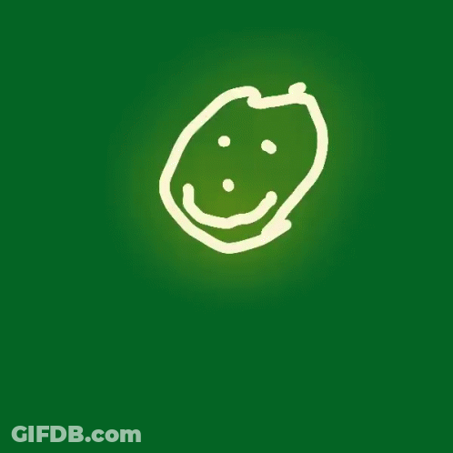 A Green Background With A Drawing Of A Smiley Face On It GIF