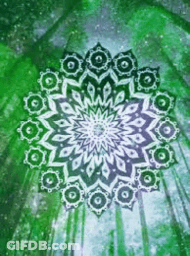 A Green Background With A White And Purple Circular Design GIF