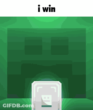 A Green Background With A White Item And The Words I Win Above It GIF