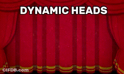 A Green Background With Dynamic Heads Written In White Letters GIF